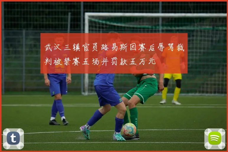 武汉三镇官员路易斯因赛后辱骂裁判被禁赛五场并罚款五万元